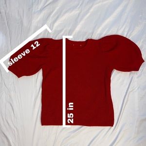 Red Puff Sleeve Knit Shirt